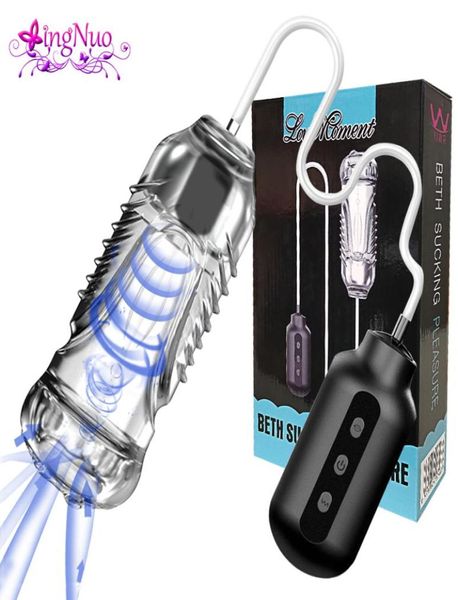 Succhiare Masturbatore maschile vibratore vaginale masturbazione automatica ventosa simulatore figa orale pompino giocattoli sexy per uomini adulti8069253