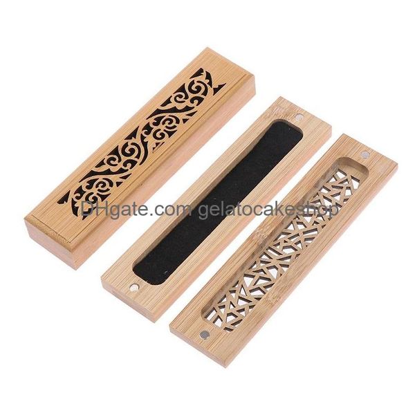 Lâmpadas de fragrância Bambu Madeira Incenso Burners Titular Stick Ash Burner Joss Box Home Decor Decoração Drop Delivery Garden Fragrâncias Dhz3W