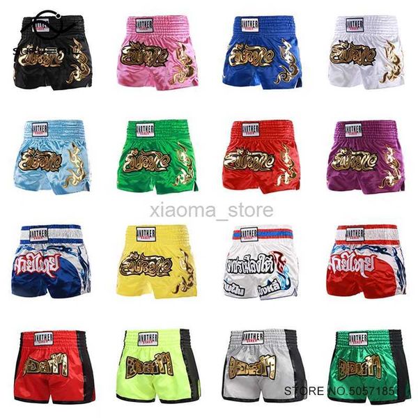 Herren-Bademode, Boxshorts, Damen-Satin-Shorts, Muay Thai, Männer, Kinder, Kickboxen, Hosen, professionelles Training, Sanda, Kampf gegen das Tragen von 240315