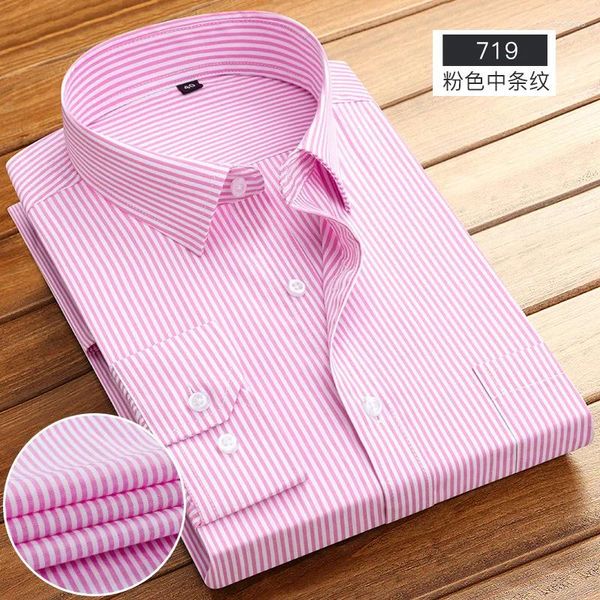 Camisas casuais masculinas camisa de manga longa listrada fina primavera/verão roupas de trabalho negócios formal wear alta qualidade moda cor sólida