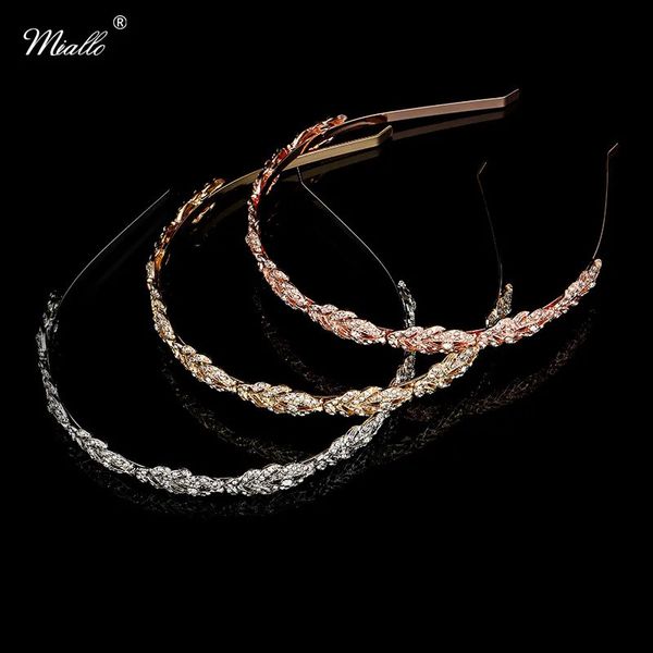 Miallo Donna Cristallo Strass Fascia per capelli Fiore Foglia Modello Tiara Elegante Gioielli da sposa Accessori per capelli Spose Diademi 240307