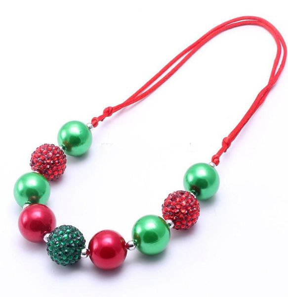 Corda ajustada criança chunky colar festa de natal crianças meninas bubblegum grânulo chunky colar jóias para crianças 2155432