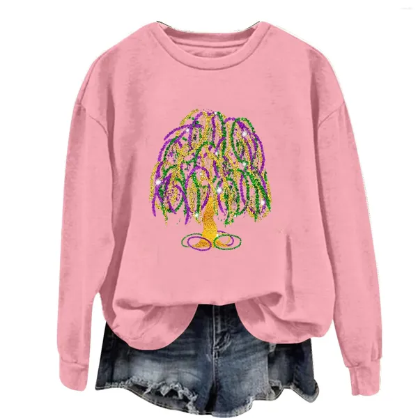 Felpe con cappuccio da donna Moda Albero stampato Modello Pullover Donna O-Collo Manica lunga Y2k Top Harajuku Streetwear Felpa casual All-Match