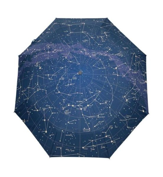 Criativo automático 12 universo galáxia espaço estrelas guarda-chuva mapa estrela céu estrelado guarda-chuva dobrável para mulher t2001173480073