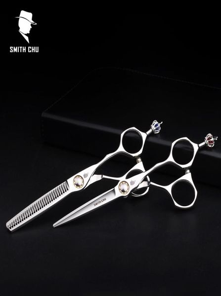 Smith Chu Crown di alta qualità XL156 6 pollici 440C inossidabile professionale per salone da barbiere forbici per sfoltire set di forbici per parrucchiere3683599