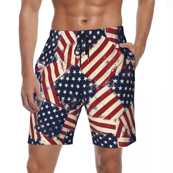 Pantaloncini da uomo Costumi da bagno Est USA Flag Board Estate Stampa 3D Moda casual Spiaggia Modello maschile Corsa da surf Costume da bagno ad asciugatura rapida