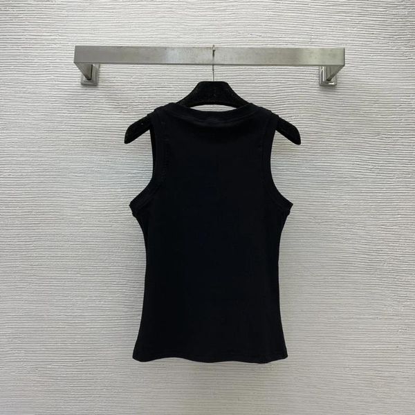 Damen-T-Shirts, hochwertig, klassisch, individuelles Logo, bestickt, reines Baumwollgarn, Streifen, einfache Mode, kleine Weste, P-Crop-Top, Neckholder