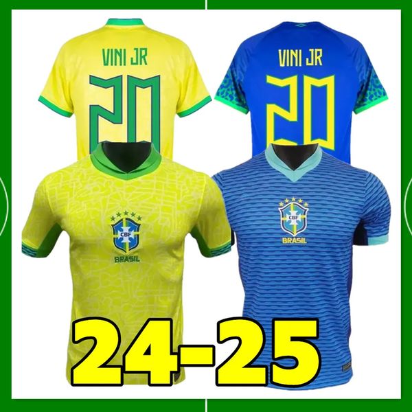 Новые футбольные майки Бразилии 2024 2025 24/25 CASEMIRO L.PAQUETA RICHARLISON NEYMAR, рубашка RAPHINHA G.JESUS VINI JR RODRYGO, детский комплект, футбольная форма