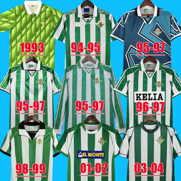 REAL BETIS Retro Soccer Jerseys 82 85 94 95 96 97 98 02 03 04 Clássico Vintage Camisas de Futebol de Manga Longa ALFONSO JOAQUIN DENILSON 1993 1994 1996 1997 1998 2002 2003 2004