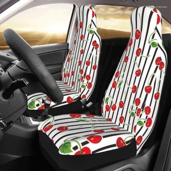 Capas de assento de carro cereja fruta bonito moda universal capa auto interior mulheres frente traseira reunindo pano protetor de almofada