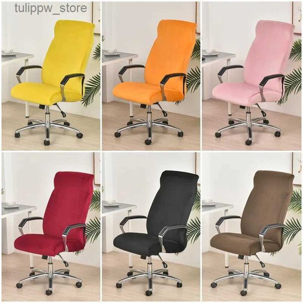 Sandalye kapaklar kadife ofis sandalye kapağı bilgisayar döner koltuk kapağı Modern elastik sandalye anti-kayma yıkanabilir slipcovers çıkarılabilir toz kapakları l240315