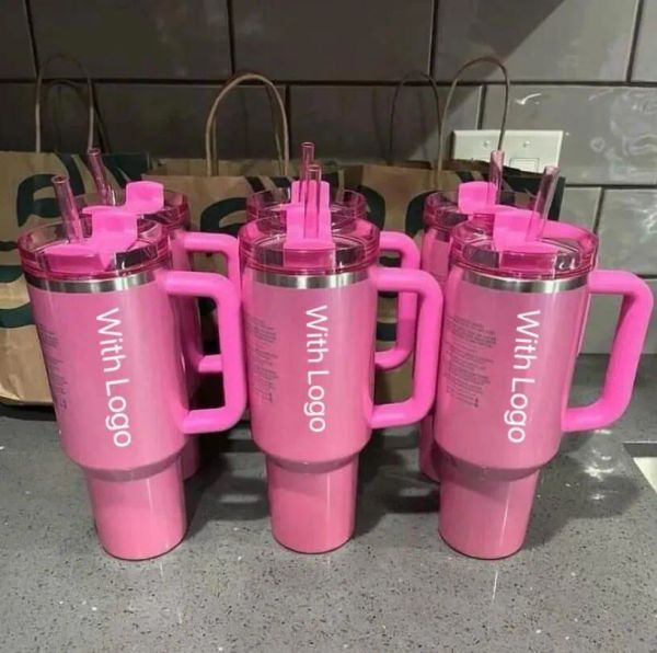 Navio dos EUA inverno Rosa Vermelho Feriado Tumblers H2.0 40OZ Canecas Cosmo Chocolate Ouro Tumblers Carro Copos Alvo Preto Chroma Café Dia dos Namorados Presente Brilho 0315