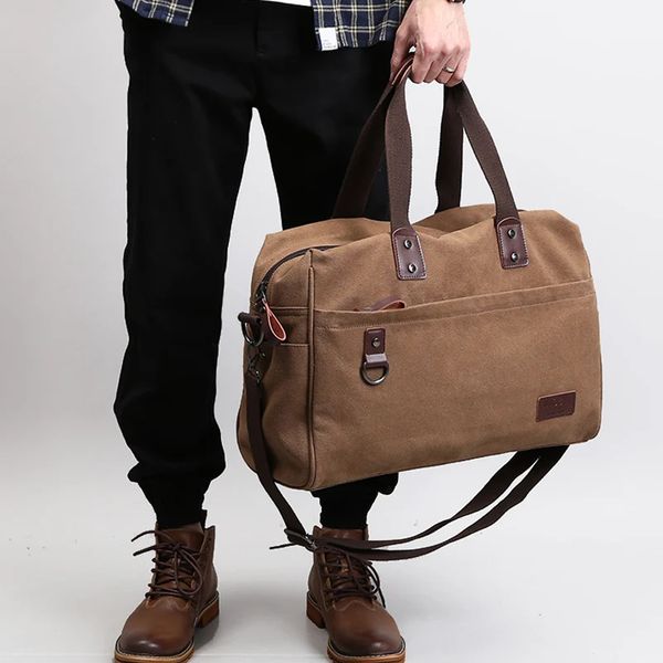Мужские холщовые сумки на плечо, повседневные дорожные сумки через плечо для ноутбука 15,6 дюйма, роскошные деловые сумки, модная сумка высокого качества 240304