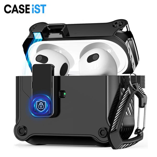 Case di auricolari duro militare caseist auricolare automatico con armatura a clip di blocco sesso auricolari Coperchio di ricarica wireless per Apple AirPods Gen 1 2 3 Pro 2nd