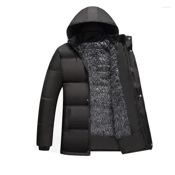 Männer Jacken 2024 Wasserdichte Winterjacke Männer Hoodied Parka Warmer Mantel Verdicken Fleece Reißverschluss Herren Plus Größe 3XL