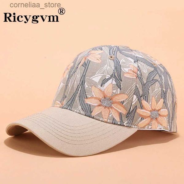 Top kapaklar çiçek baskı kadın beyzbol şapkası kadın ayarlanabilir snapback şapka yaz moda açık güneş vizörleri bayanlar bonnet casquette gorrasy240315