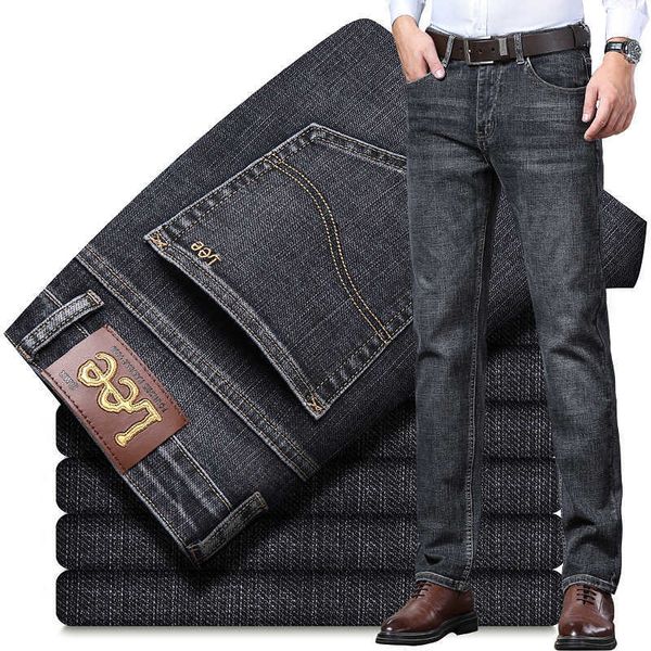 Джинсы Lee DEX, мужские осенне-зимние толстые прямые свободные повседневные деловые брюки среднего возраста, мужские тонкие эластичные брюки