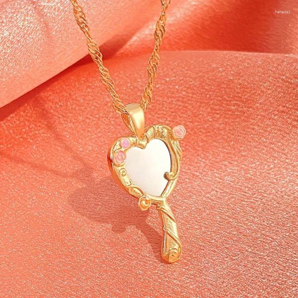 Ожерелья с подвесками в форме сердца, зеркальное ожерелье, цепочка на ключицы, уникальные колье принцессы