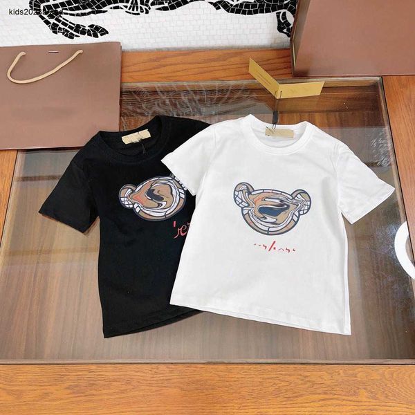 Novos meninos camiseta boneca urso padrão crianças camiseta tamanho 100-150 cm designer roupas de bebê verão meninas manga curta camisetas 24mar