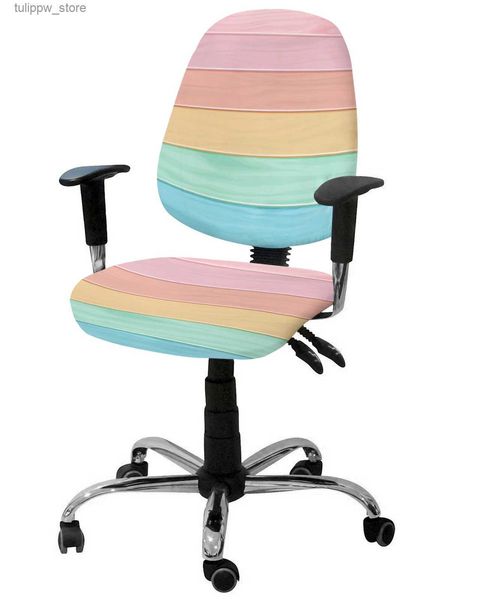 Capas de cadeira de madeira grão doce arco-íris elástico poltrona computador cadeira capa estiramento removível cadeira de escritório slipcover split assento capas l240315