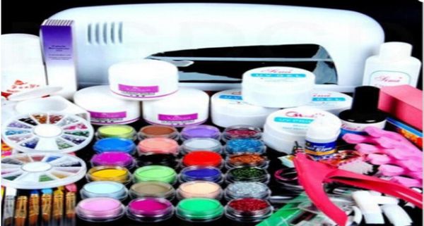 Profesyonel Manikür Seti Akrilik Tırnak Sanat Salon Malzemeleri Kit Aracı UV lambası UV Jel Oje Diy Makyajı Tam Set4615878