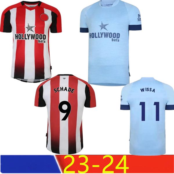 2023 2024 Brentfords Home Soccer Jerseys 2023 2024 Away Hickey Henry Jensen Schade Toney Mbeumo Janselt Futebol Camisetas Men Kit3927