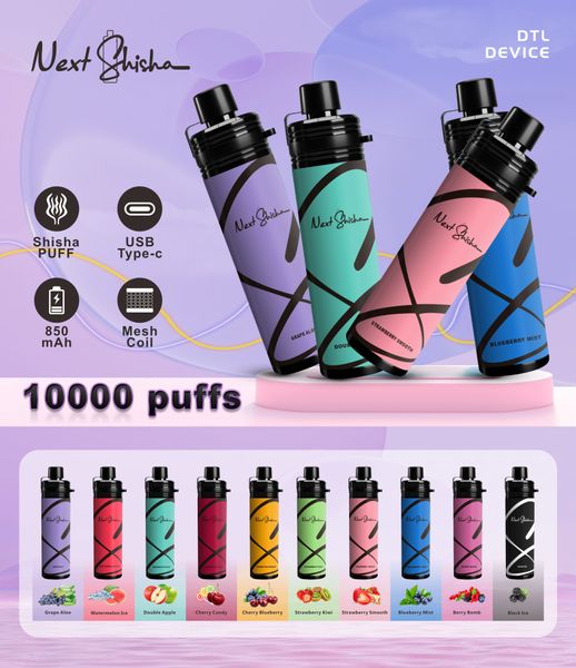 Yeni tasarım e nargile tek kullanımlık VAPER elektronik sigara Sonraki Shisha 10000 puflar 10k puf vape kapsül 0 2 3 5% NIC Yok sızıntı OEM vape