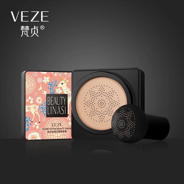 VENZEN BB Air Cushion CC Cream Foundation Concealer Mushroom Head Whitening Waterproof Brighten Face Base Tone Korean Makeup 240229