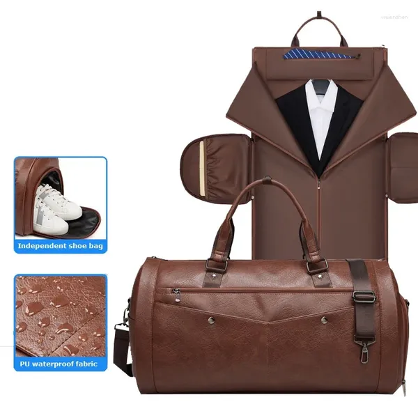 Duffel Torbalar Dönüştürülebilir giysi çantası seyahat için büyük haftalık erkeklerde gece kadınlar 2'de 1 asma bavul
