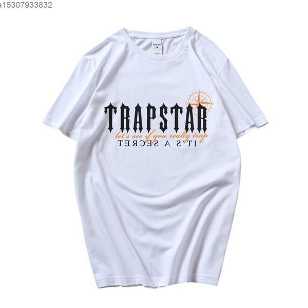 Design Trapstar T Shirt Uomo Lettera Stampa artistica 100% cotone Sciolto Nero Top unisex Hip Hop Streetwear Goth Manica corta Graphic Tee 220629