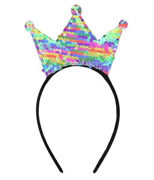 Simpatici fiocchi per capelli con paillettes stile corona imperiale 22 colori accessori per capelli per bambini Decorazioni per feste di compleanno fascia di design TSS258327416