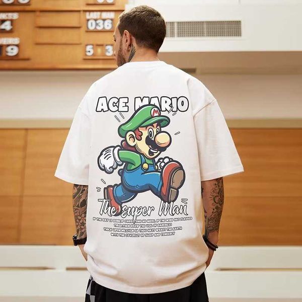 Preguiçoso novo masculino manga curta na moda verão camiseta padrão marca de moda em torno do pescoço dos desenhos animados anime na moda juventude moda