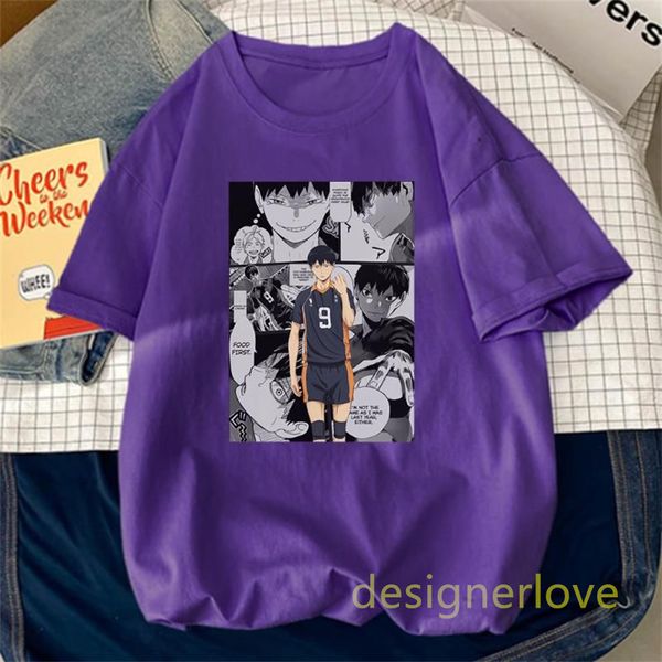 Desenhos animados haikyuu mens camiseta designer voleibol kageyama desenhos animados imprimir solto Janpan respirável mulheres na moda oversized camiseta homens moda roupa esportiva