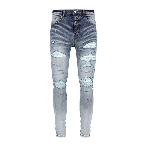 Style Street SSAM Knife Cut Old Worn Washed Damaged Slim Fit Jeans für Herren Hochwertige Jeans