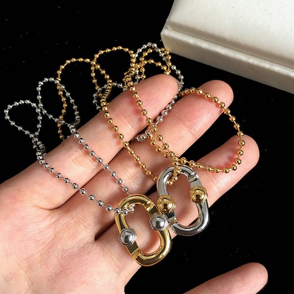 Collana con ciondolo vero oro 18 carati / argento placcato minimalismo stile fibbia catena lettera regalo di nozze all'ingrosso della fabbrica con sacchetto per la polvere gratuito