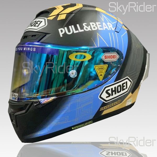 Full Face Shoei X14 X-Fourteen MM93 Marquez Blue Ant Motorradhelm Antibeschlagvisier Mann Reiten Auto Motocross Racing Motorradhelm