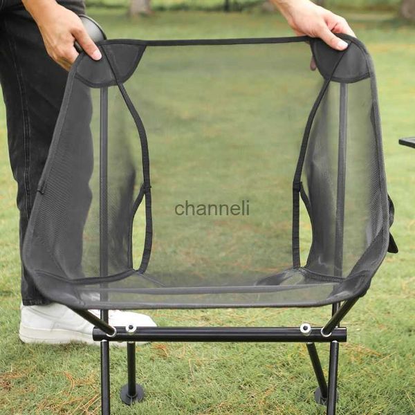 Móveis de acampamento ultraleve 7075 liga de alumínio destacável portátil dobrável tecido líquido respirável acampamento lua cadeiras praia pesca travelchair yq240315