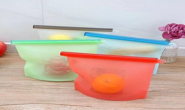 Confezione da 4 sacchetti riutilizzabili per alimenti in silicone e sacchetti contenitori per liquidi Saver Silicon zer con chiusura ermetica per alimenti per bambini Contai7359813