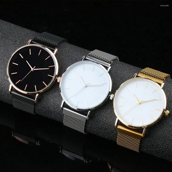 Armbanduhren, die kein Logo verkaufen, einfache dünne minimalistische Armbanduhr für Männer und Frauen, lässige Unisex-Uhr für Jungen und Mädchen, magnetisch