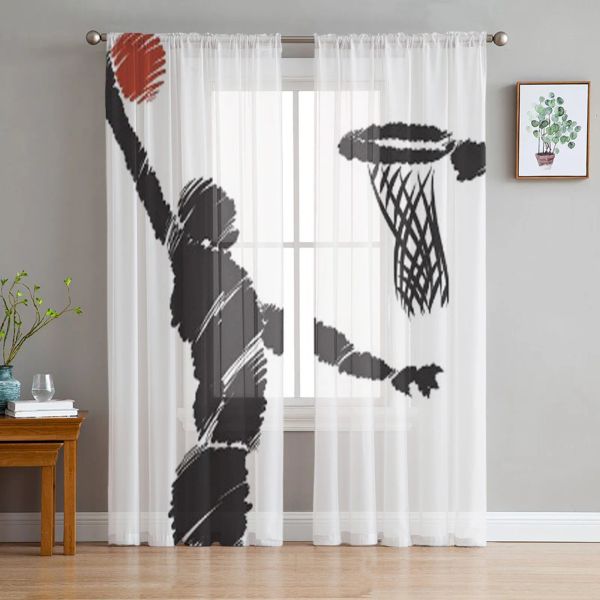 Tende da basket giocatore di pallacanestro tende trasparenti per camera da letto squisite tende da salotto vocante cucina tende in tessuto in chiffon