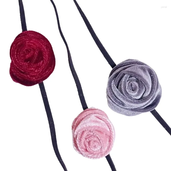 Колье с 3D цветочным кулоном, ожерелье, бархатные цветочные цепочки на ключицы, универсальная шейная цепочка