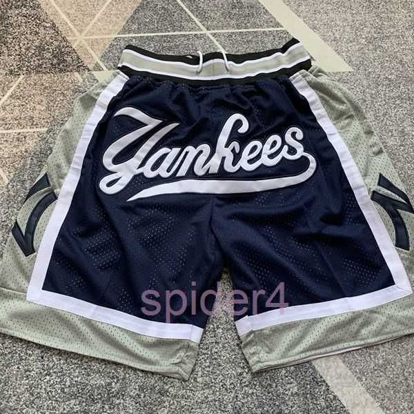 Herrenhose Hip Hop Yankees American Street Fashion Marke bestickt tiefblau vier Taschen Basketball Sport Casual Split Shorts Zci5 OW49