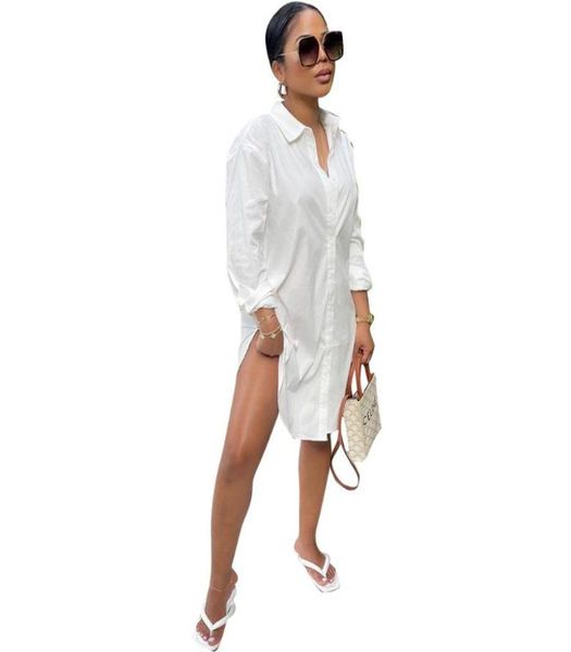 Повседневные платья Платье-рубашка Мини-асимметричная белая футболка Уличная одежда Vestido De Mujer Blanco Женские короткие 20216284872