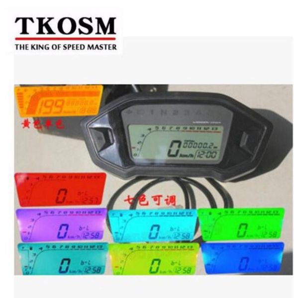 TKOSM Universal Motocicleta LCD Digital Velocímetro Odômetro 7 Cores Backlight Backlight Motocicleta Odômetro para 124 Cilindros3541824