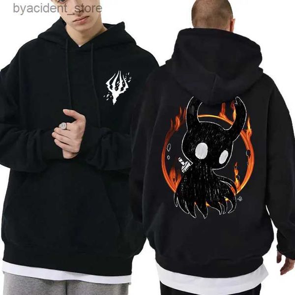 Herren Hoodies Sweatshirts Game Hollow Knight Doppelseitig Bedruckter Hoodie Männer Frauen Anime Lässiges Kapuzenpullover Herren Cartoon Mode Hoodies Pullover L240318