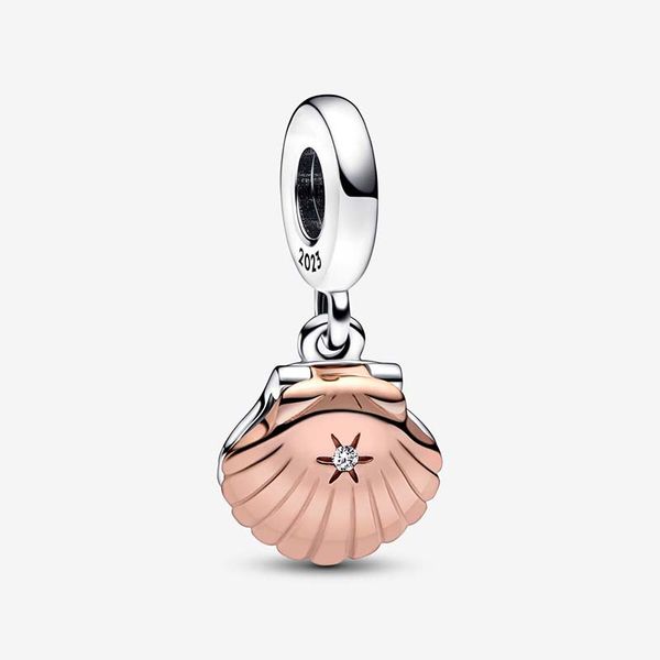 Hochwertiger baumelnder Muschelperlen-Charm aus Pandora-925-Sterlingsilber, Designer-Armbandherstellungskomponenten, Halsketten-Anhänger-Charm mit Originalverpackung