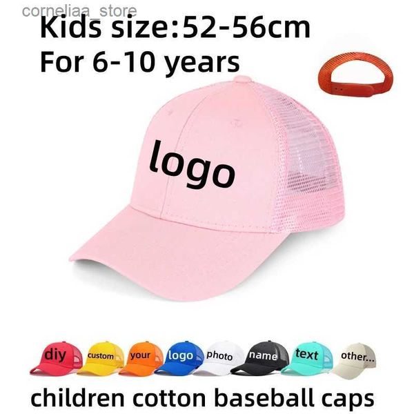 Top kapaklar özel çocuklar bebek beyzbol kapağı nakış baskısı diy adı metin örtüs snapback şapka kız kızlar hip hop açık kamyoncu güneş hatsy240315