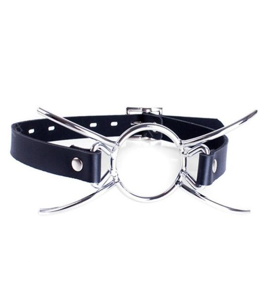 Fissazione orale PU Leather Bondage Restraint Bocca Gag Spider X Style Flirtare O ring Bocca aperta Gag Giochi per adulti Giocattoli del sesso Y3546029