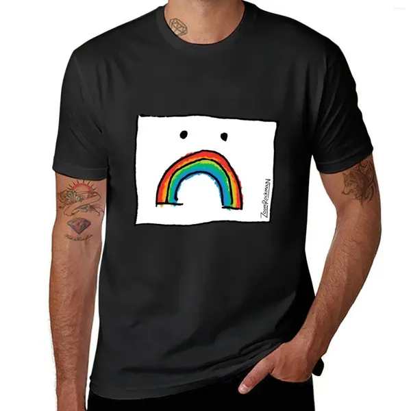 Regatas masculinas SAD RAINBOW T-Shirt Edição Kawaii Roupas de secagem rápida Camiseta masculina