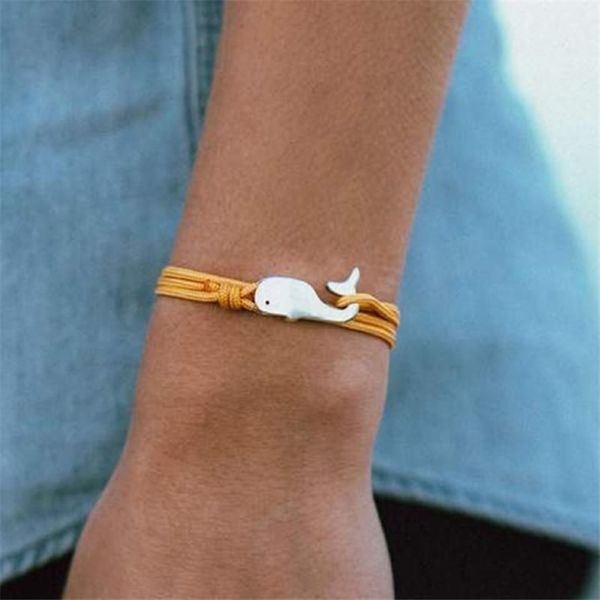 2020 sommer Stil Camping Fallschirm-schnur Tiny Whale Tail Armband Männer Frauen 550 Paracord Schmuck Wrap Metall Haken Friendship1276I